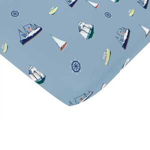 Kyte Baby Crib Sheet in Vintage Boats Size Crib SheetCrib Sheet / Vintage Boats